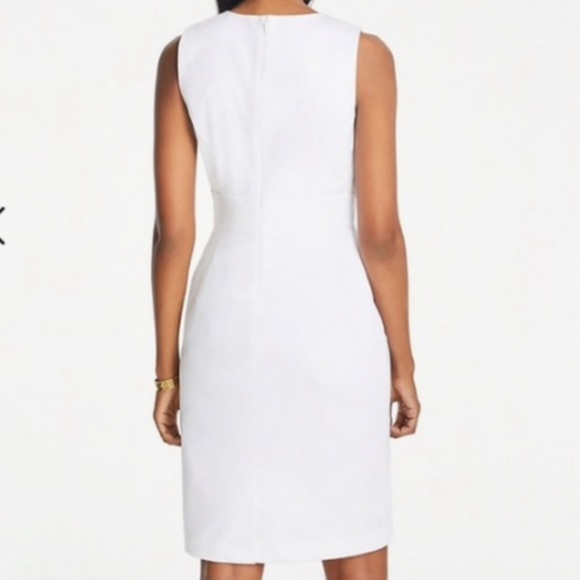 ann taylor sheath dress knot waist in white - Picture 2 of 9